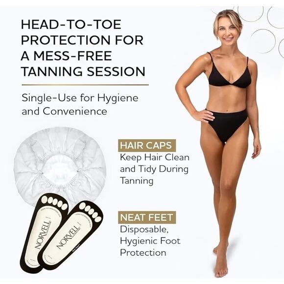 Norvell Spray Tan Starter Pack | Pre and Post-Tan Care, Neat Feet, Hair Caps - Picture 3 of 6